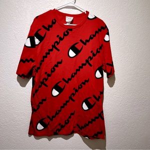 Champion Heritage Logo All Over Print Shirt XL Red